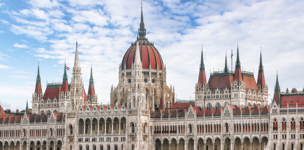 Fabulous scene with  Hungarian Parliament at daytime.