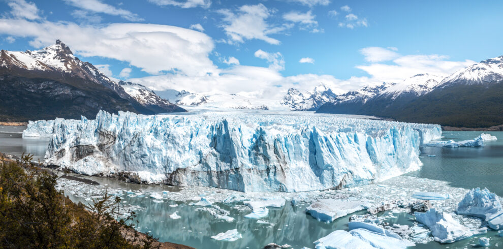 Perito Moreno Glacier glowing in soft light
