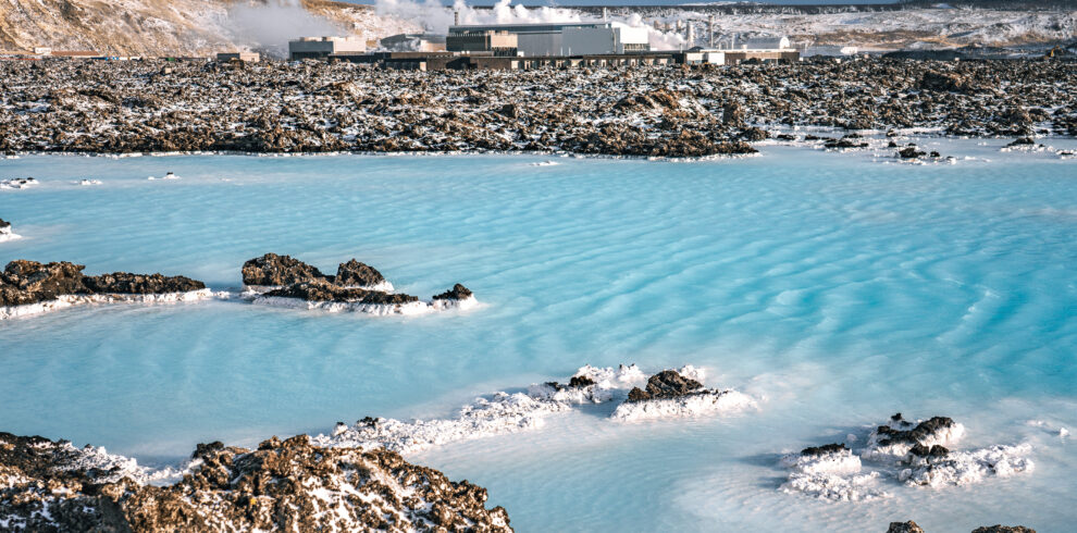 Photo of blue lagoon water on Iceland Grindavik
